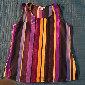 Coldwater Creek EUC M multi-colored striped tank/cami top. Purples, yellow, reds